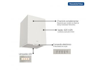 Coifa de Ilha Square Isla 40cm Silent 220V - Tramontina