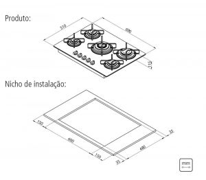 Cooktop a Gás Penta em Vidro Temperado Preto 5 Bocas - 94708/201-Tramontina