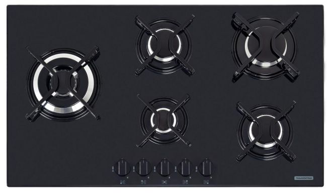 Cooktop a Gás Penta Side Plus em Aço Carbono 5 Bocas  Preto - Tramontina