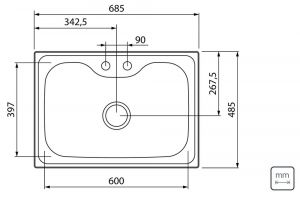 Cuba de Sobrepor Morgana 60 FX em Aço Inox com Acabamento Acetinado com Misturador, Válvula, Dosador de Sabão e Cesto - Tramontina 