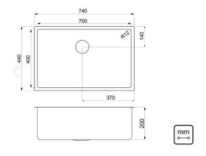 Cuba Quadrum Undermount 70 em Aço Inox com Dosador de Sabão, Tábua e Cesto - Tramontina