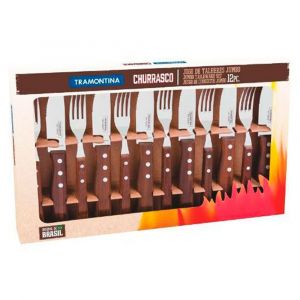 Faqueiro Para Churrasco Inox Polywood 12 Peças Castanho 21199/403 Tramontina