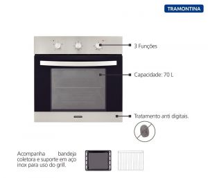 Forno Elétrico de Embutir Inox Basic 70L 220V - Tramontina