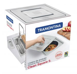 Lixeira de Embutir Clean Square em Aço Inox com Balde Plástico 5 L - Tramontina