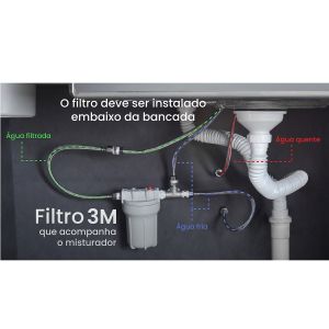 Misturador Monocomando Inox Tramontina Monde Filter Plus Com Filtro